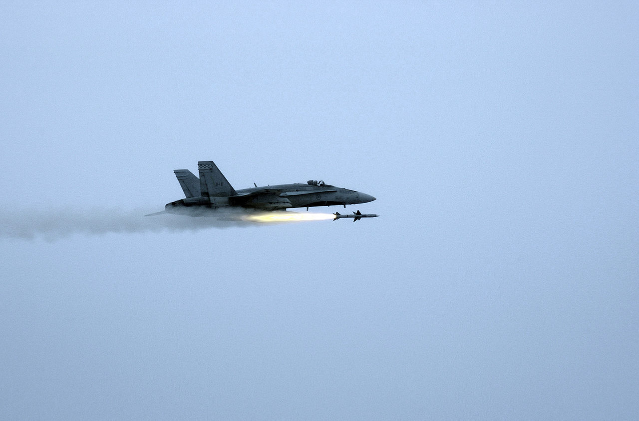 Canadian CF-18 fighter plane like the one used for bombing in Iraq and Syria