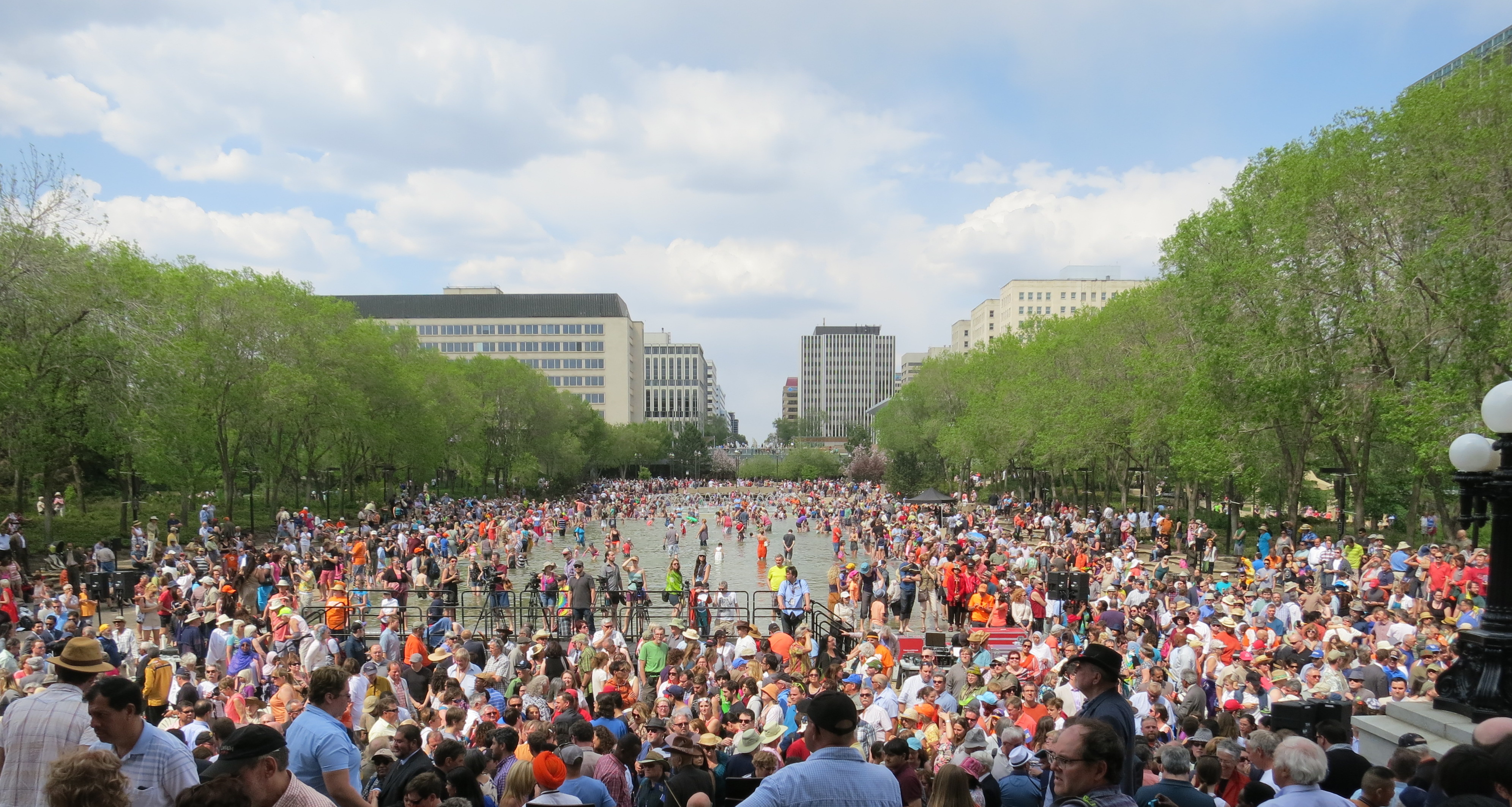 Crowd at Alberta Legislature