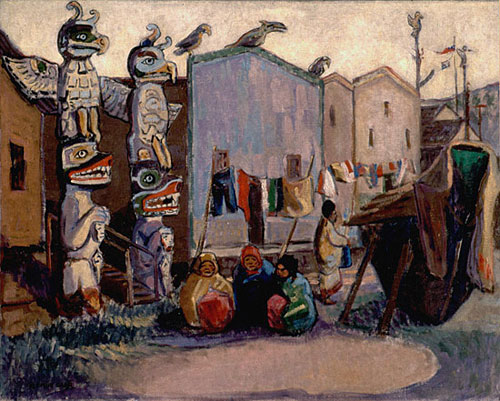 "Indian Village, Alert Bay, 1912" oil on canvas, Emily Carr (non-Aboriginal arti