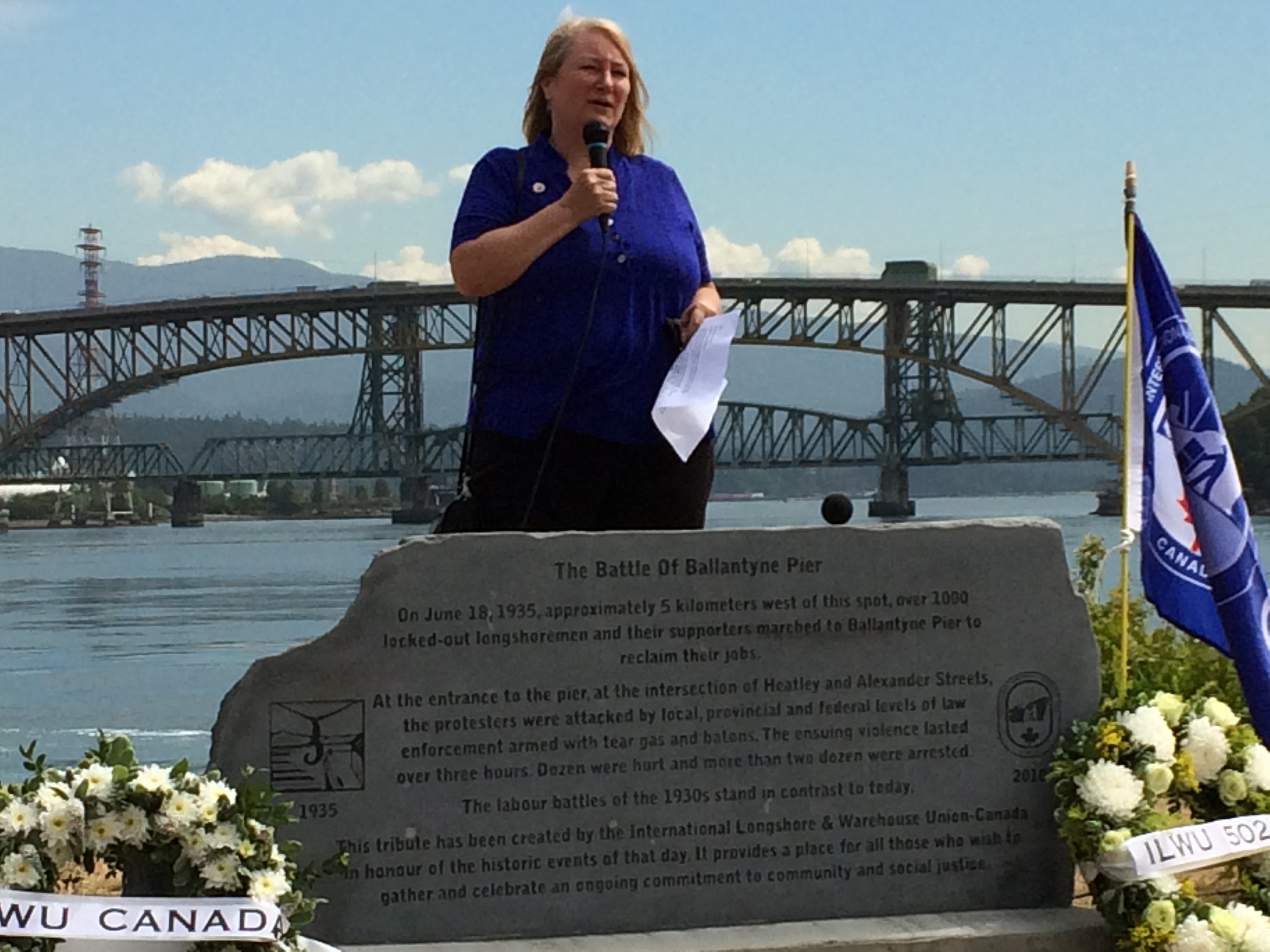 VDLC President Joey Hartman speaking at 80th anniversary of Ballantyne riot.