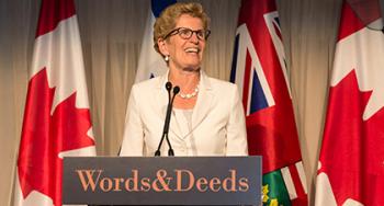 Kathleen Wynne announcing her trade mission to Israel at Israel lobby event.