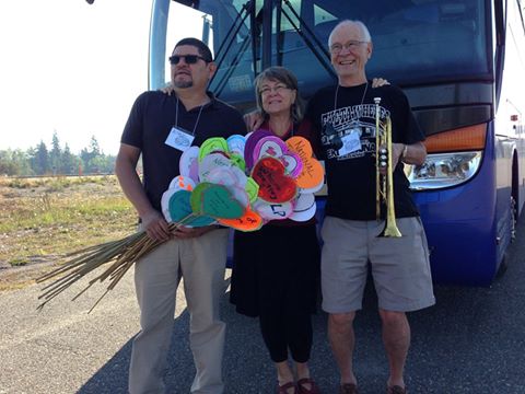 Participants of the Rolling Justice Bus (Zsuzsa Harsman is in the middle)