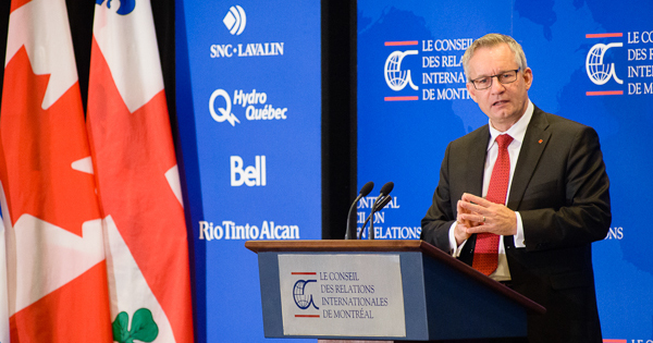 Trade Minister Ed Fast speaking in Montreal, 2014