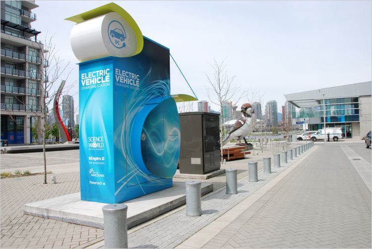 An electric-vehicle charging station in Vancouver.