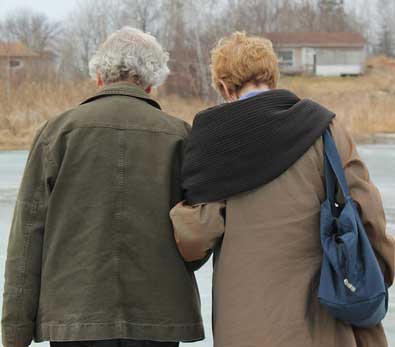 Shoal Lake 40 First Nation policy analyst Cuyler Cotton and Maude Barlow cross t