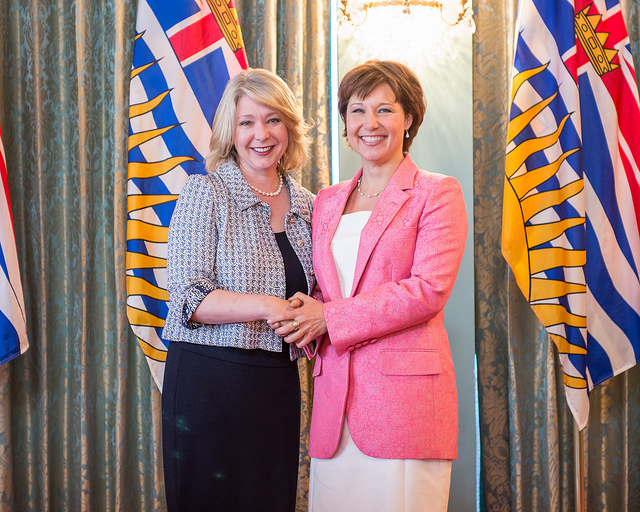 Environment Minister Mary Polak with Premier Christy Clark.