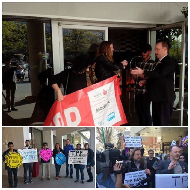 Civil society protests outside the House of Commons trade committee hearings on