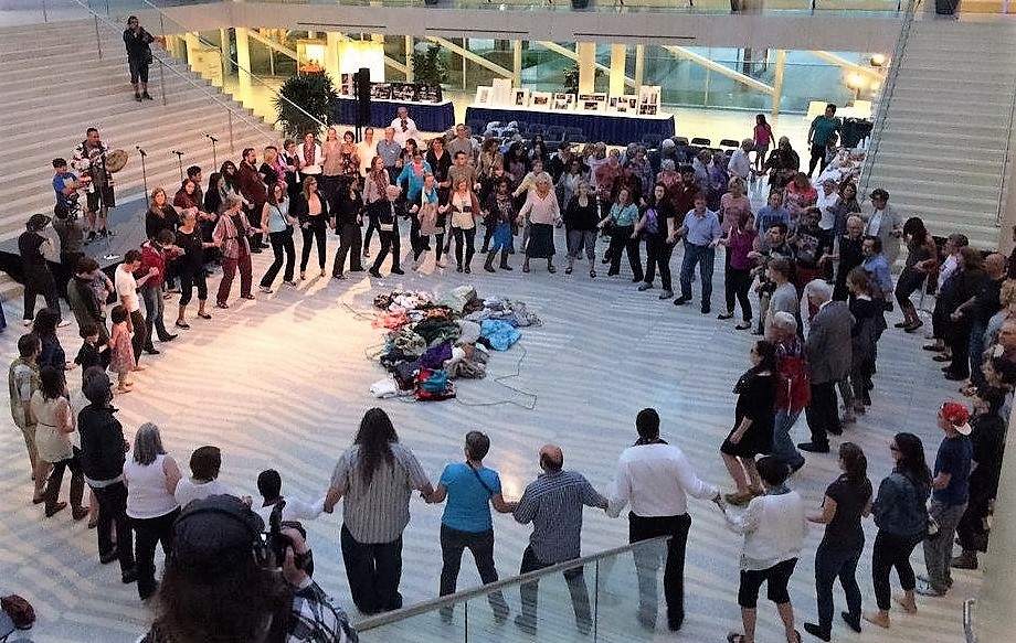 Circle Dance at Mass KAIROS Blanket Exercise in Edmonton