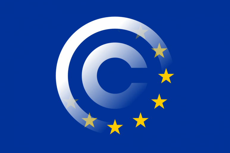 EU flag with copyright logo imposed