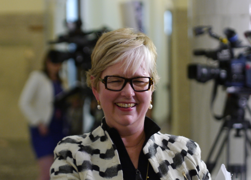 Donna Kennedy-Glans last year at a hearing of the Kenney government's "fair deal" panel. Image: David J. Climenhaga