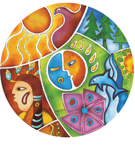 Colourful Year of Indigenous Rights circle symbol