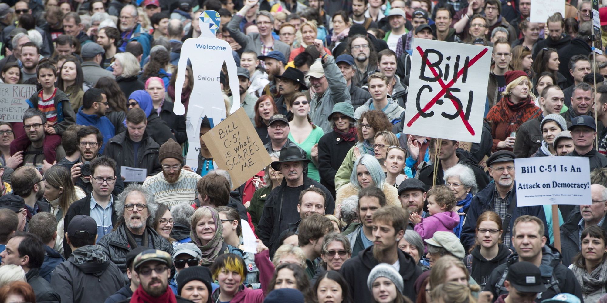 Wikimedia image Bill C-51 protest, labeled for reuse