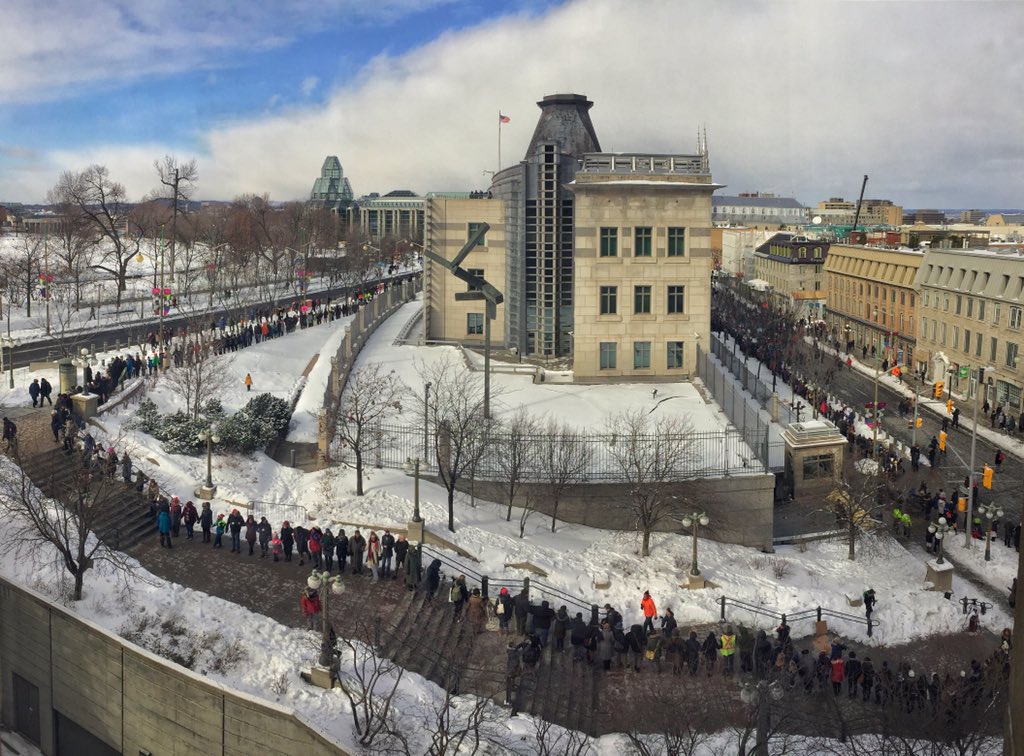 Human chain around U.S. Embassy in Ottawa