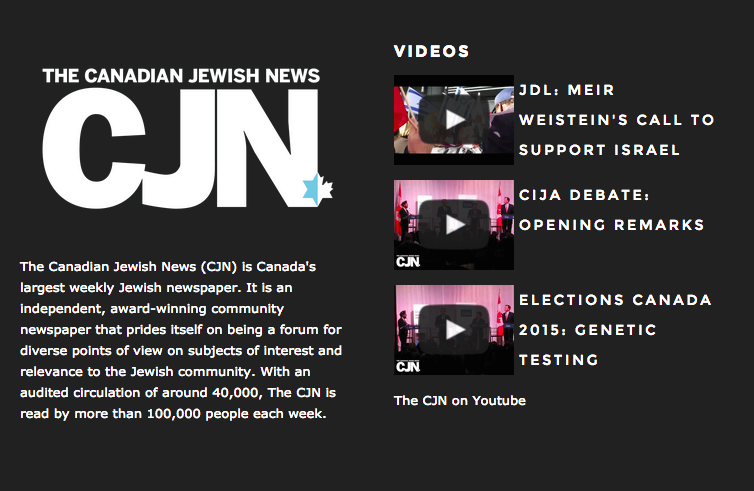 The Canadian Jewish News website prominently featured video of JDL's Meir Weinstein protest speech.