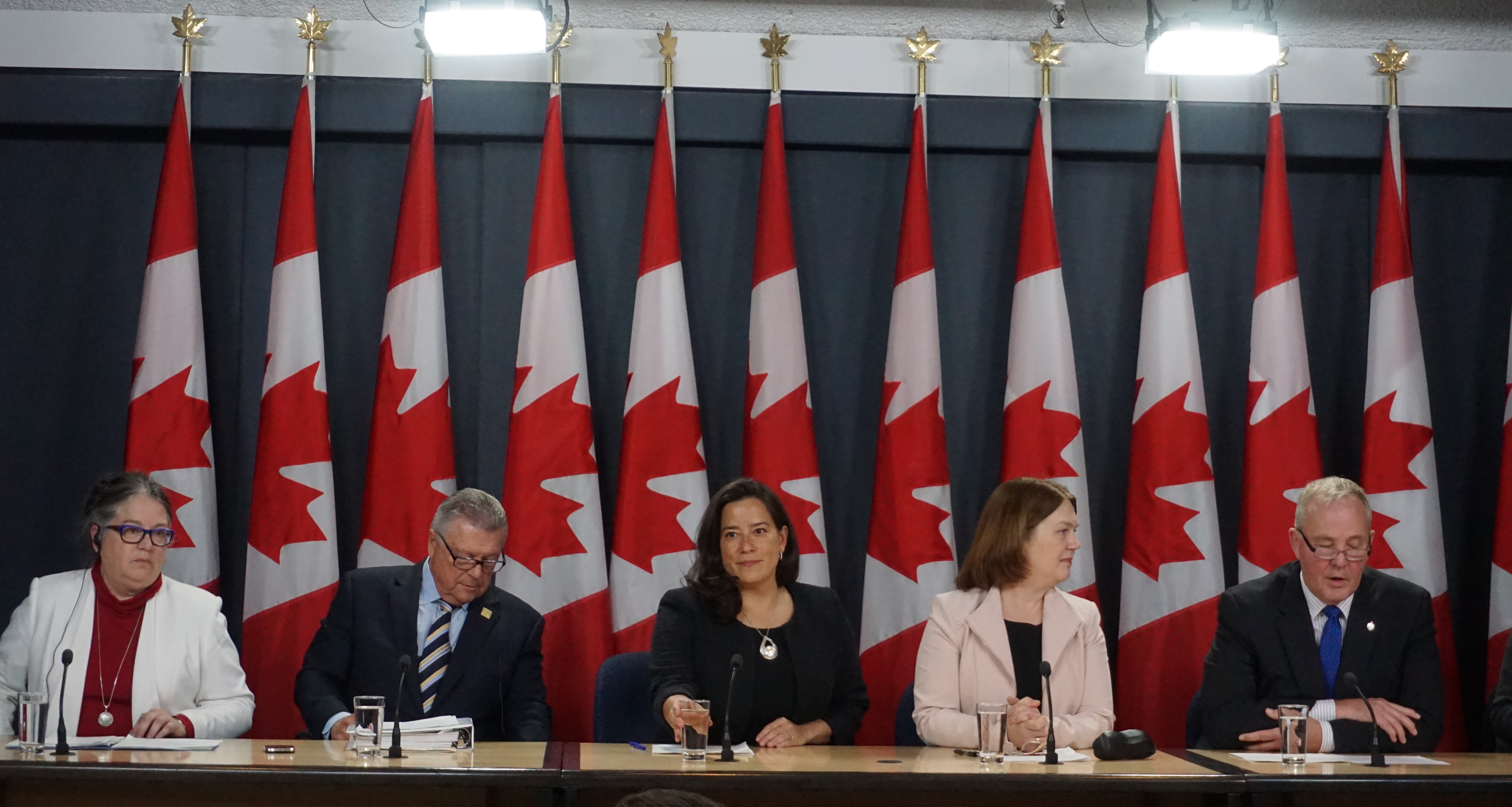 From left: Diane Lebouthiller, Ralph Goodale, Jody Wilson-Raybould, Jane Philpott, Bill Blair