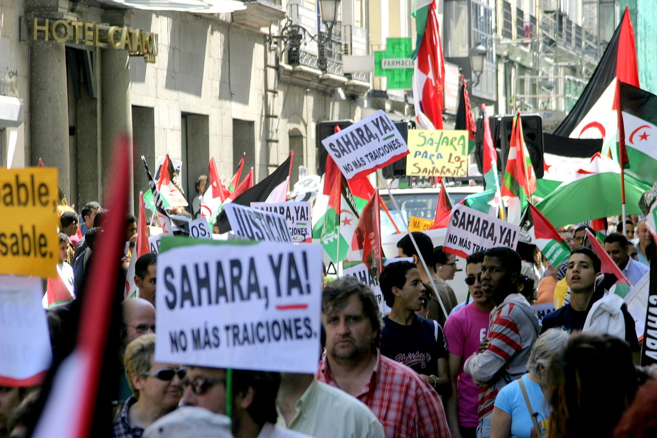 Demonstration in support of the independence of Western Sahara in Madrid