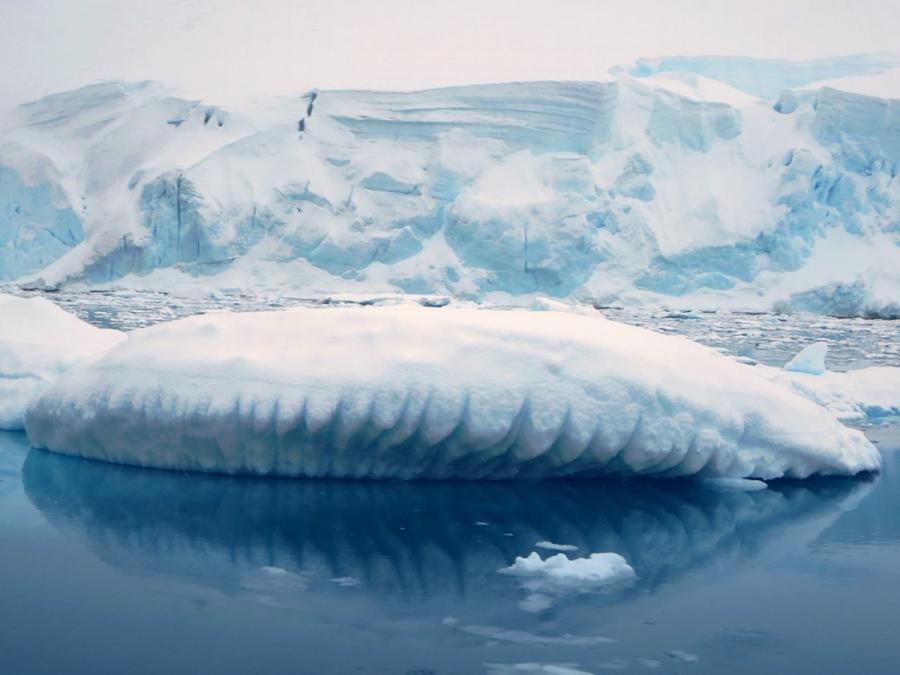 A large chunk of ice melts in Antarctic Peninsula, November 2014.