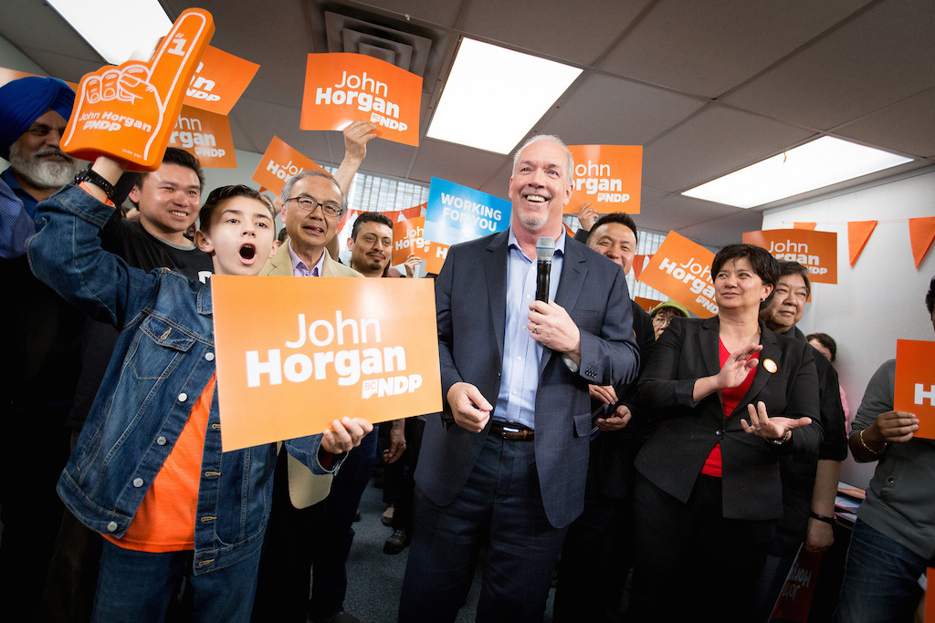 BC NDP Leader John Horgan makes a stop at George Chow's campaign office. Photo: BC NDP/flickr