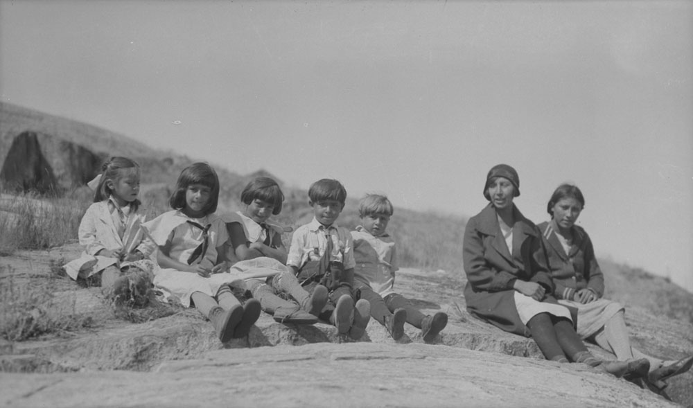 A group of Métis women and children in Alberta circa 1931