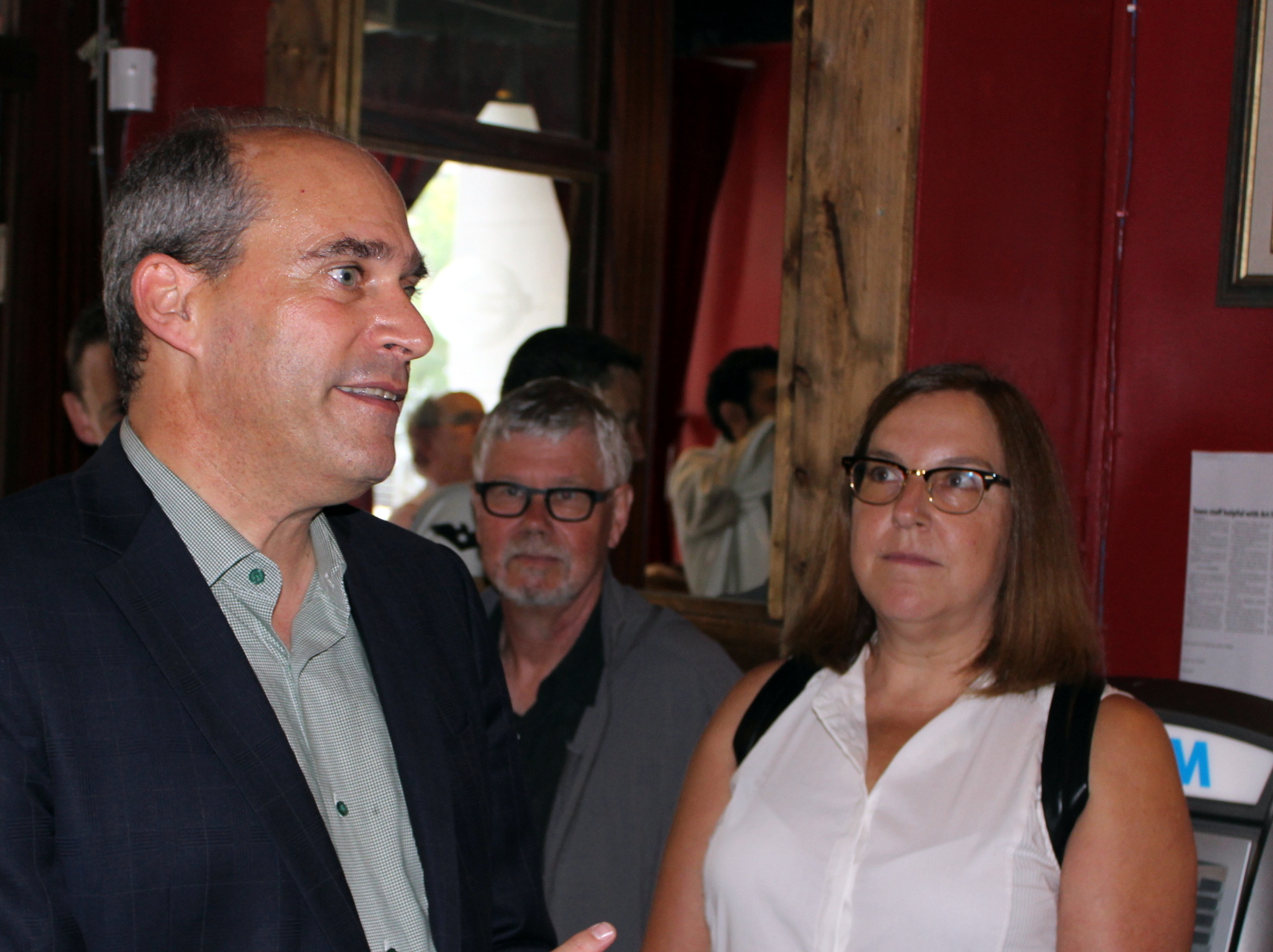 NDP leadership contender Guy Caron (left) at Ottawa event in August 2017.