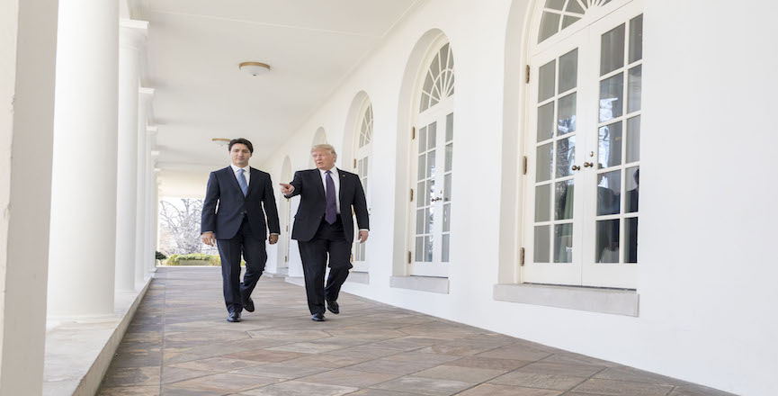 Justin Trudeau and Donald Trump at the White House. Image: Foreign Leader Visits/Wikimedia Commons