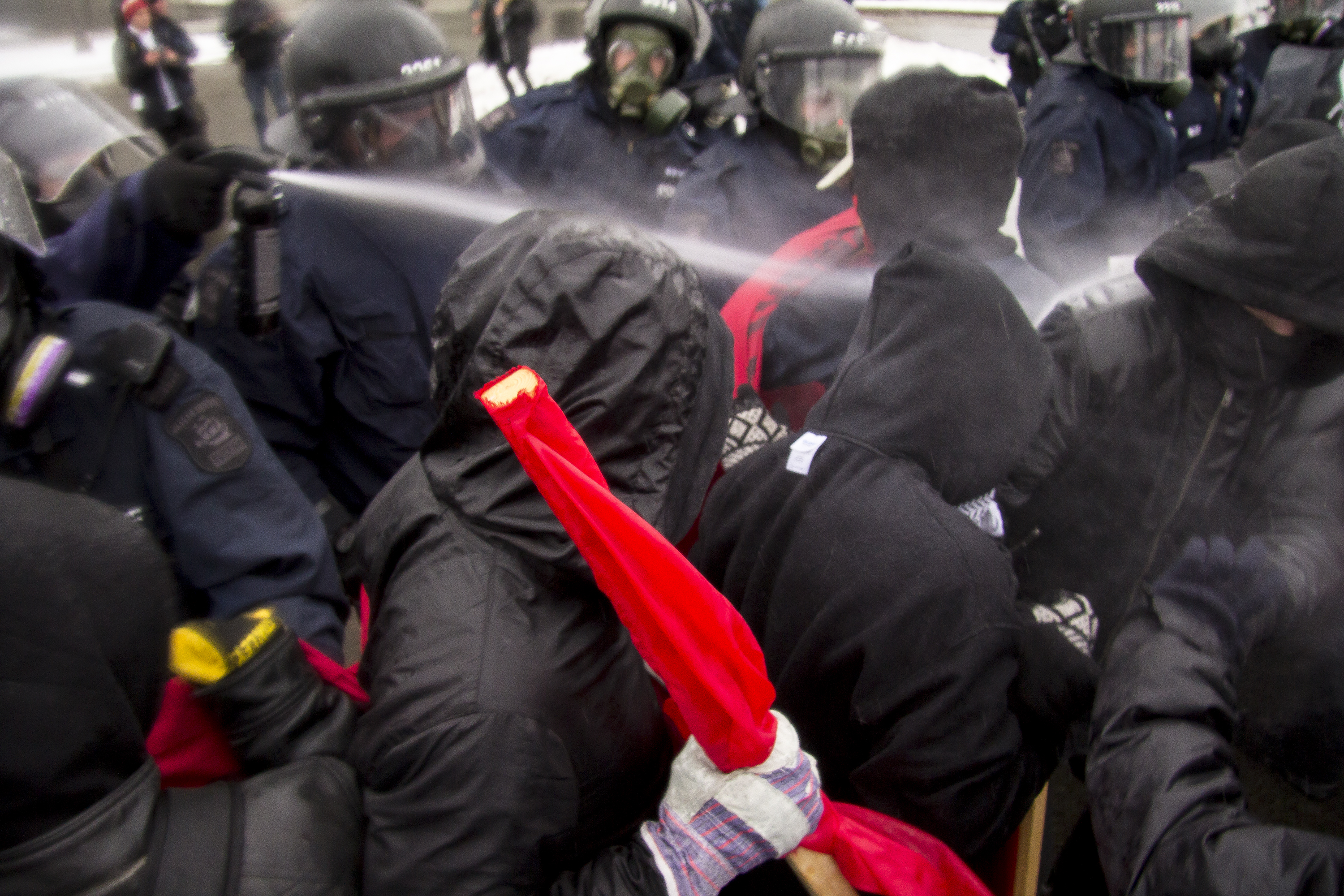 Quebec City police said 44 people had been arrested as a result of the demonstration. Photo: Brian Lapuz/The Link