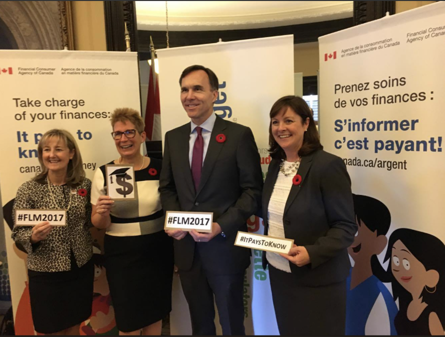 Canadian finance minister, Bill Morneau, at a press conference announcing a program for financial literacy on November 1. Photo: @Bill_Morneau/Twitter