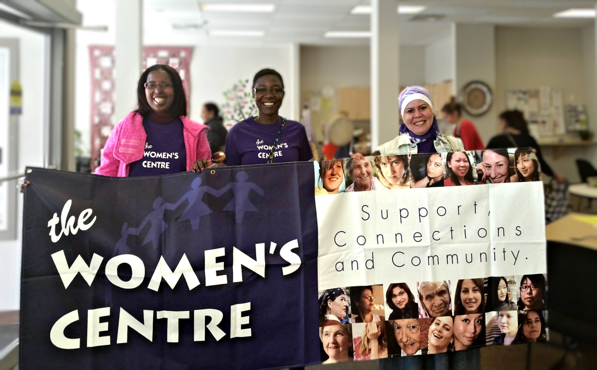 Calgary Women's Centre staff at fundraising event. Image: Penney Kome