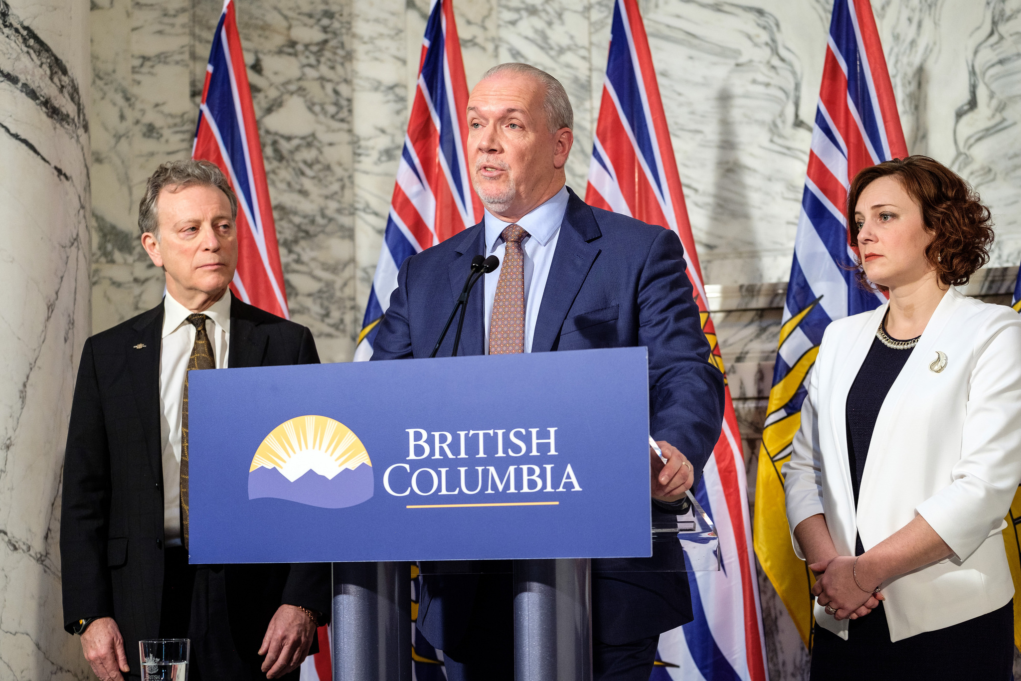 B.C. premier John Horgan at the press conference announcing the government will complete Site C construction. Photo: Government of British Columbia