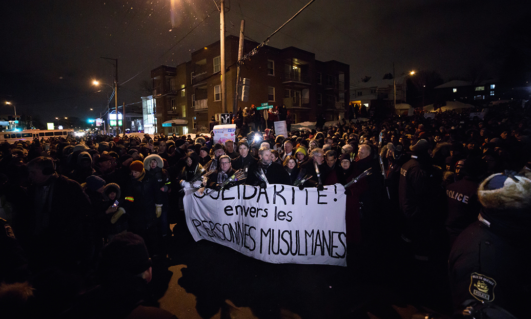 Vigil for the victims of the terrorist attack at the Centre culturel islamique de Québec in Quebec City, January 30, 2017. Image: Adam Scotti/PMO