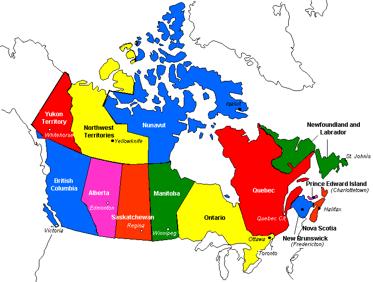 Map of Canada.