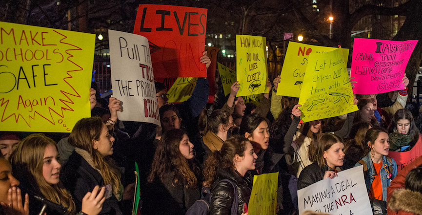 Students mobilize for gun control on March 15, 2018 in NYC. Image: Working Families Party/Flickr