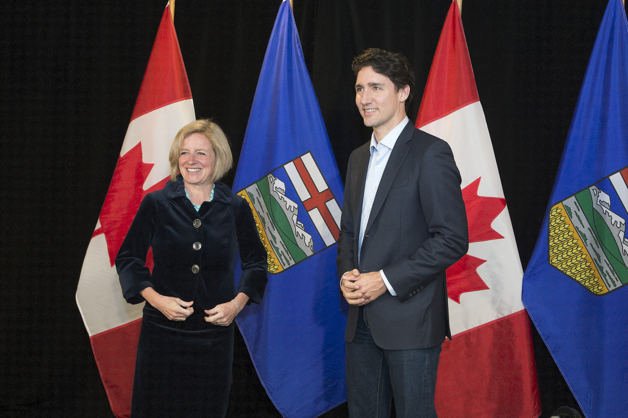 Justin Trudeau and Rachel Notley in 2016