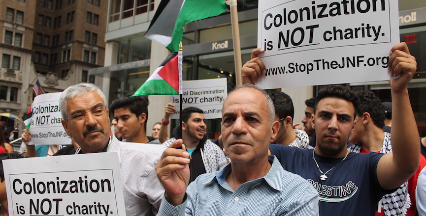 Members and supporters of the Stop the JNF Campaign in NYC. Image: Joe Catron