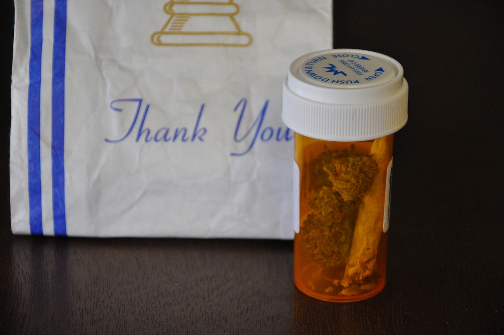 Cannabis in prescription bottle. Photo: David Trawin/Flickr