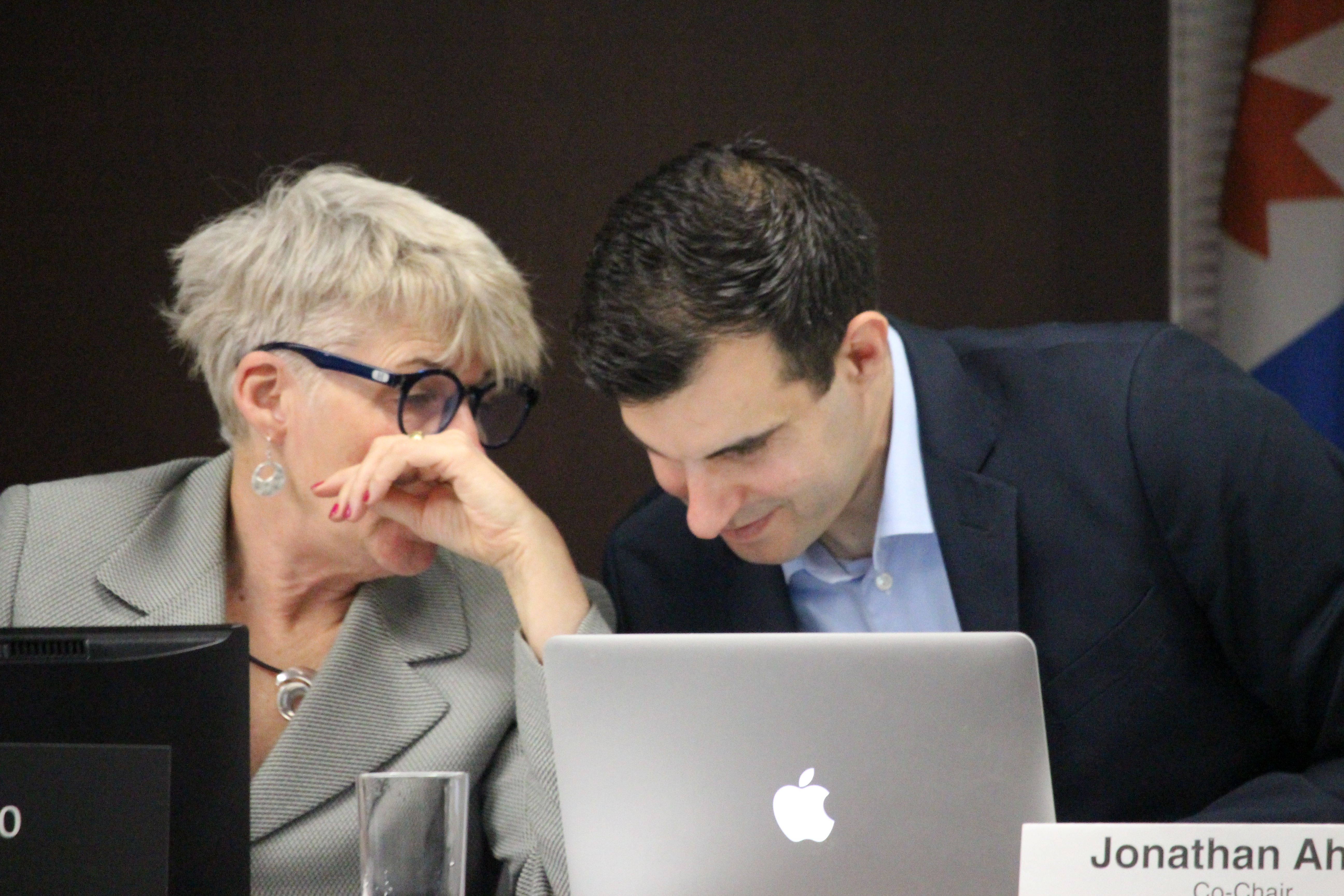 Paula Fletcher and Jonathan Ahee at Toronto Film Board meeting on April 23. Photo: Rosemary Frei