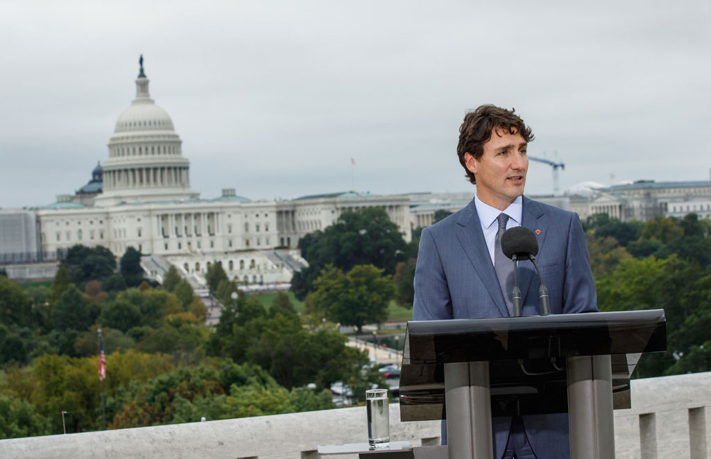 Prime Minister Justin Trudeau at the Canadian Embassy in Washington. PMO Photo by Adam Scotti