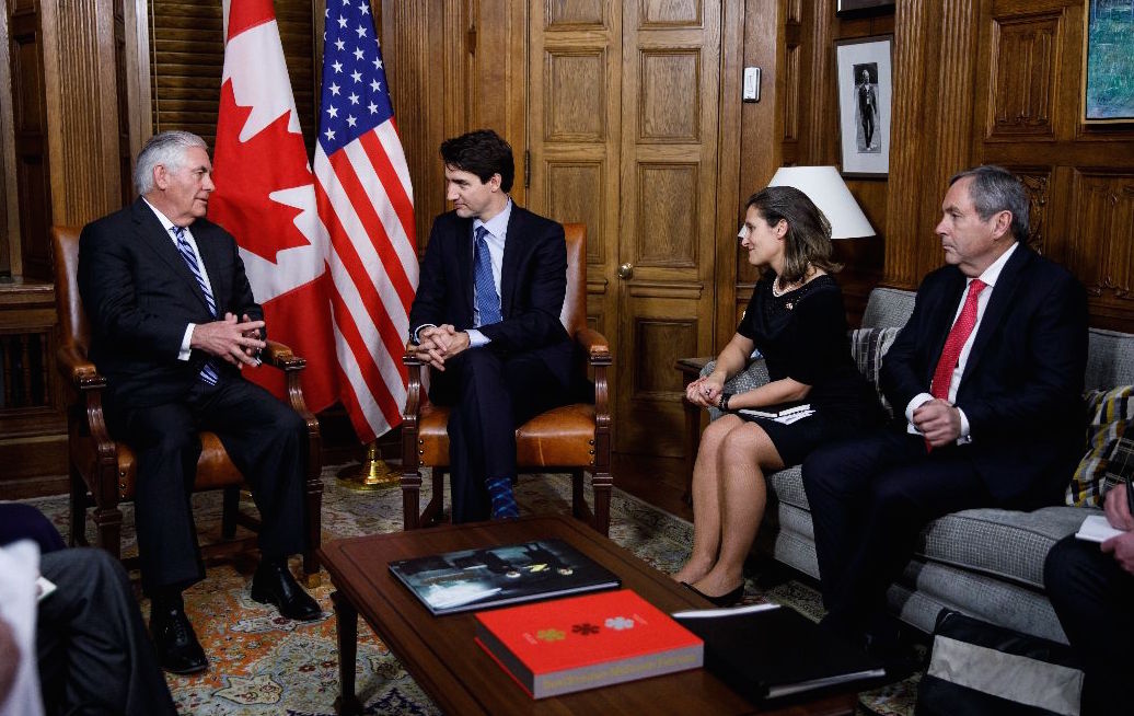 Prime Minister Justin Trudeau meets with U.S. Secretary of State Rex Tillerson in Ottawa. Photo: Adam Scotti/PMO