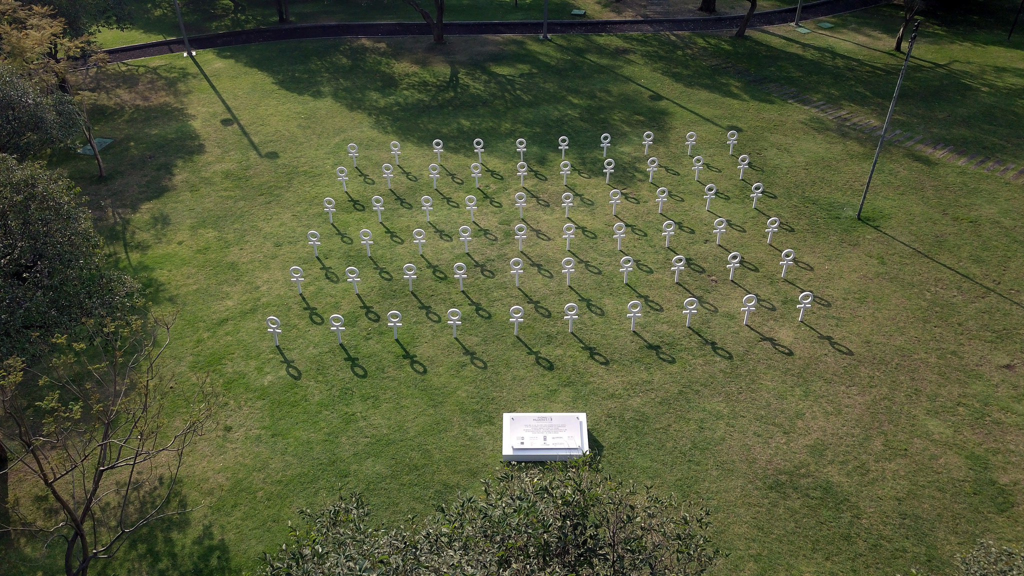 An installation on violence against women in Mexico City, 2018