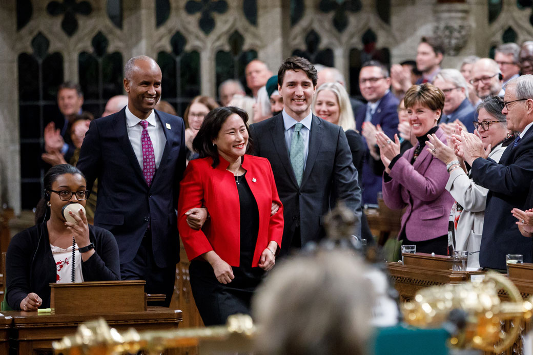 Prime Minister Justin Trudeau escorts newly elected Members of Parliament into the House of Commons for the first time, Jan. 29, 2018. Photo: PMO