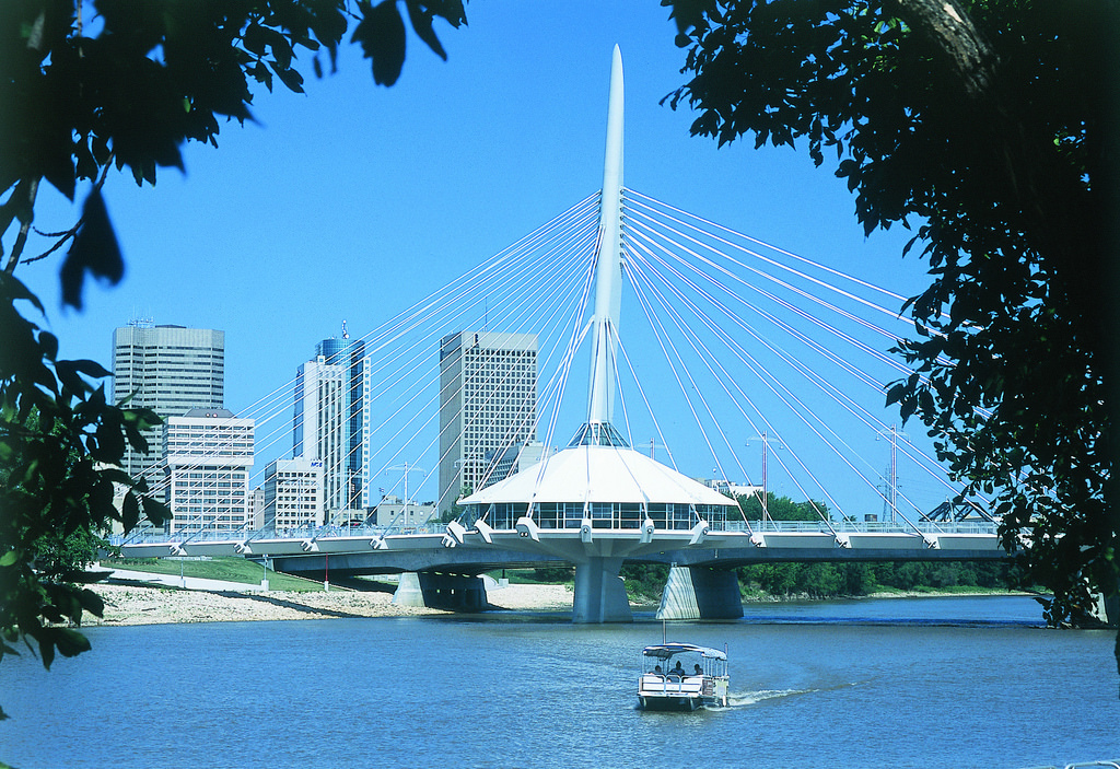 Esplanade Riel Pedestrian Bridge in Winnipeg. Photo: Travel Manitoba/Flickr