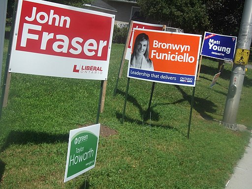 Image by John Evans, 2013 Ottawa South candidate signs, https://commons.wikimedia.org/wiki/File:Ottawa_South_2013_by-election_signs.jpg