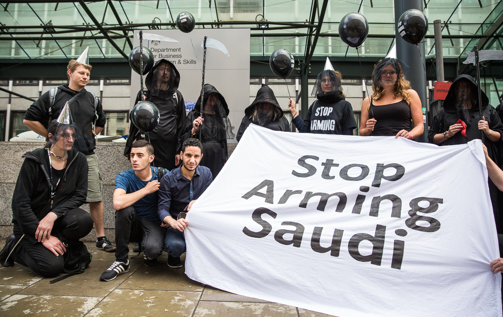 Human rights campaigners protest against arms sales to Saudi Arabia. Photo: Campaign Against Arms Trade/Flickr