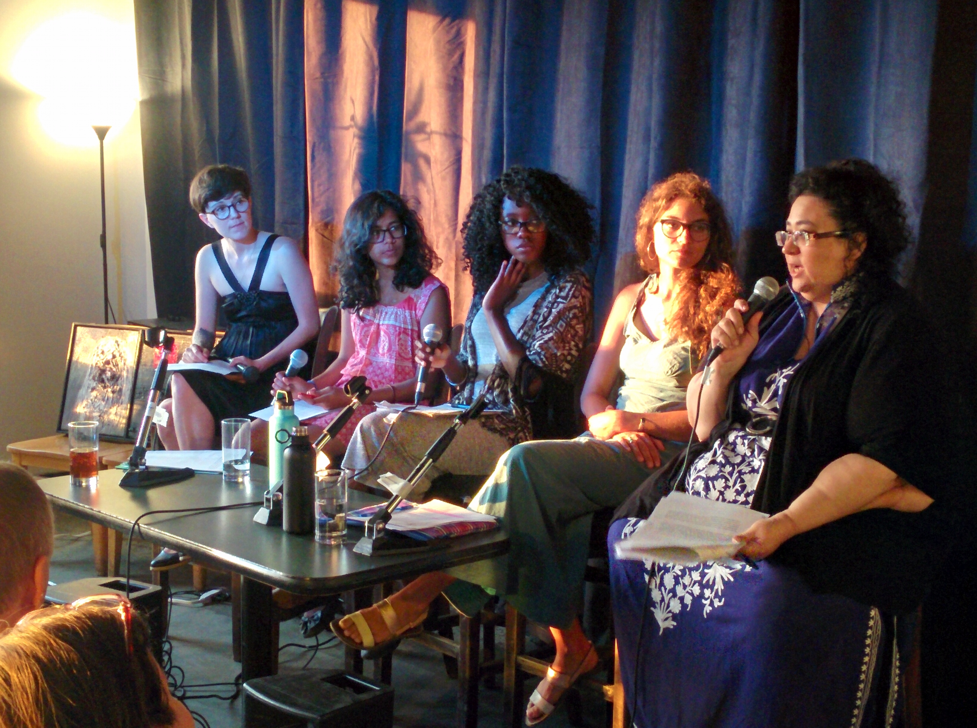From left to right: Natalie Hanna, Sarah  Waisvisz, Sarah Kabamba, Manahil Bandukwala, Sanita Fejsic. Photo: Marie-Pierre Daigle