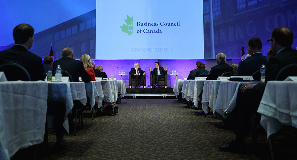 Prime Minister Justin Trudeau meets with members of the Business Council of Canada. Photo: Adam Scotti/PMO