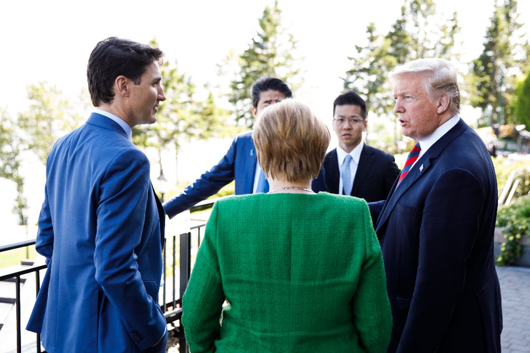 Prime Minister Justin Trudeau with U.S. President Donald Trump at G7 in Charlevoix. Photo: Adam Scotti/PMO