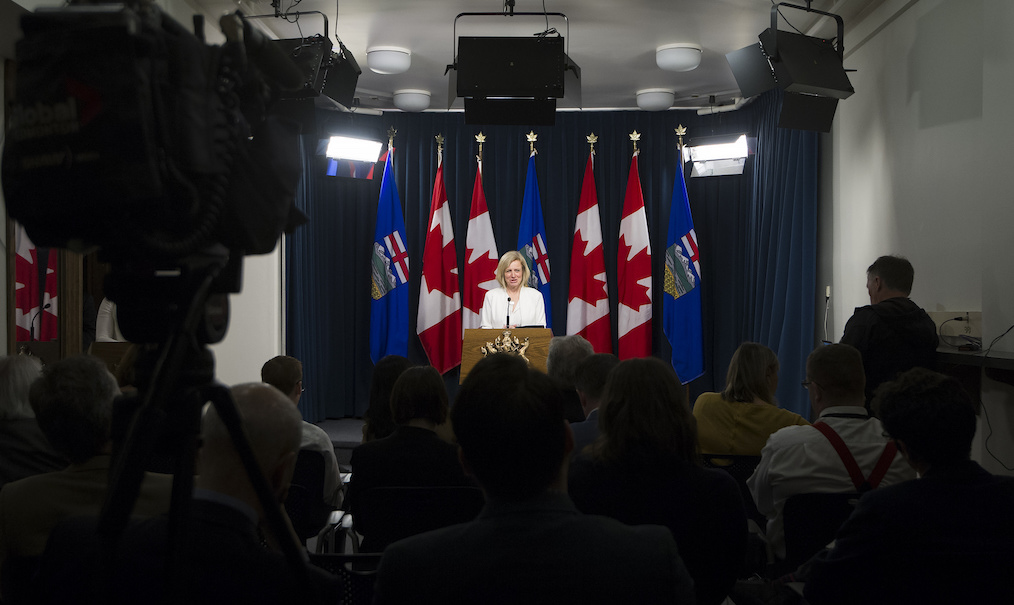 Alberta Premier Rachel Notley speaks to media. Photo: Premier of Alberta/Flickr