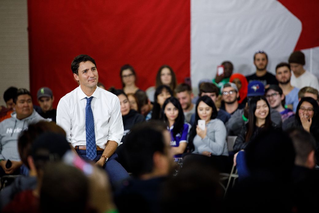 Prime Minister Justin Trudeau participates in a town hall in Saskatoon. Photo: Adam Scotti/PMO