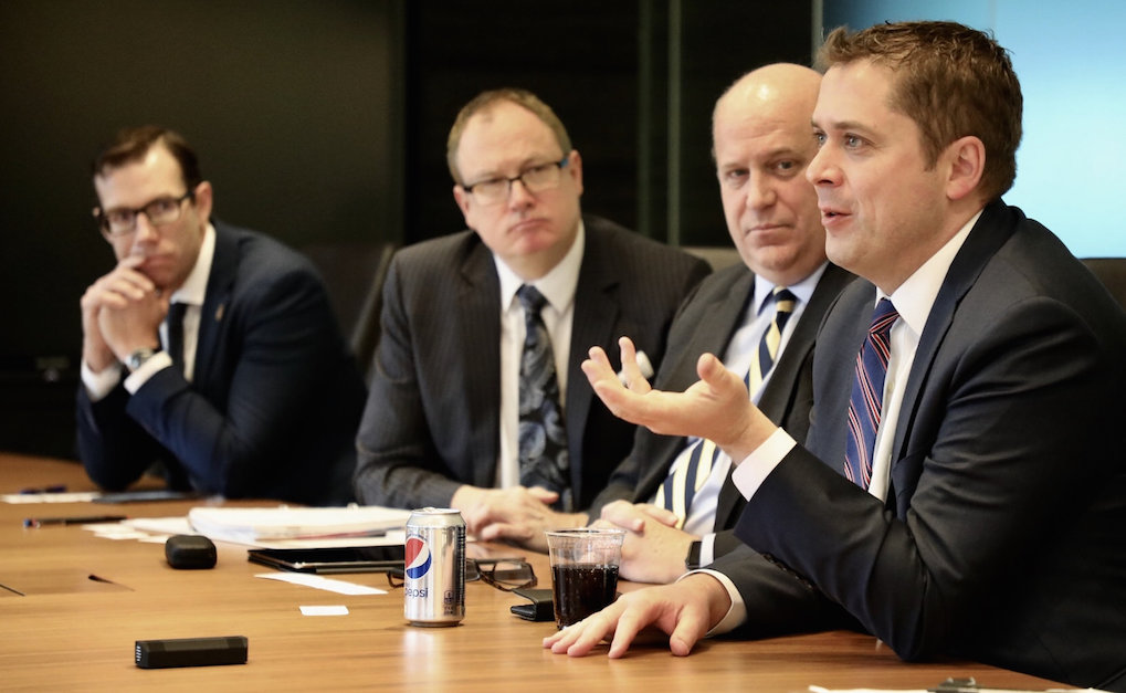 Conservative Leader Andrew Scheer speaks Josh Bolten from Business Roundtable about NAFTA. Photo: Andrew Scheer/Flickr