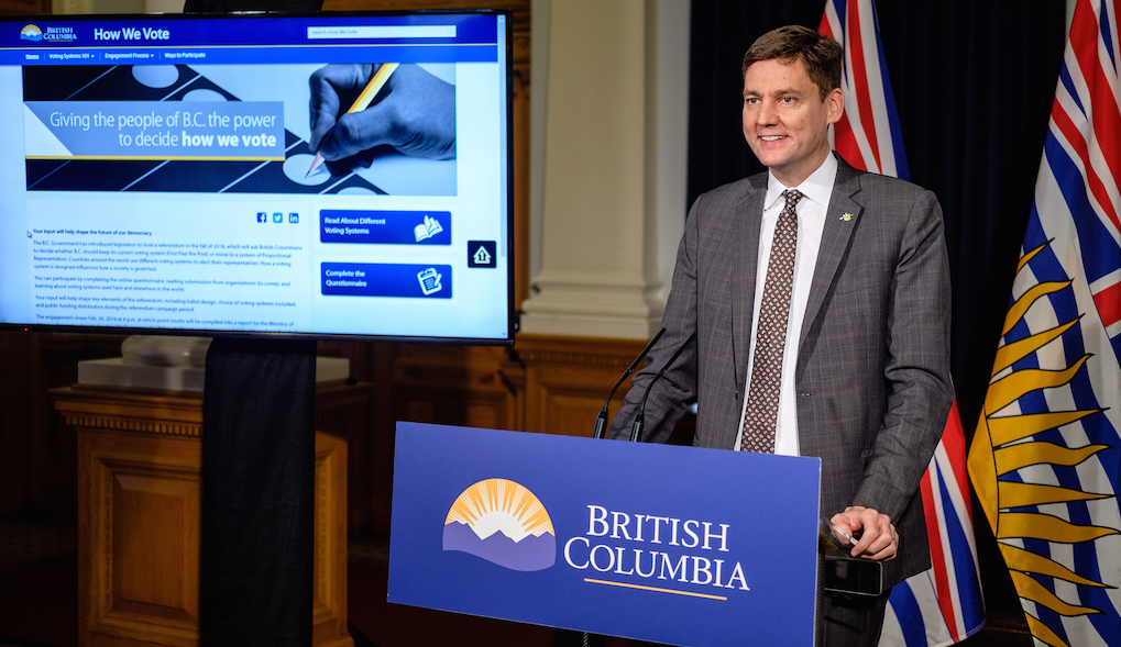 David Eby launches the How We Vote public engagement at the B.C. legislature. Photo: Province of British Columbia/Flickr